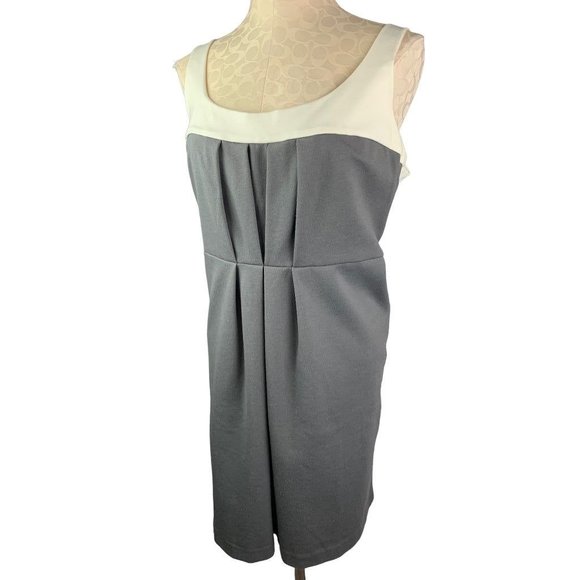 XL Old Navy Women's Sheath Dress Sleeveless Gray Ponte Knit Cream Trim - Picture 6 of 6